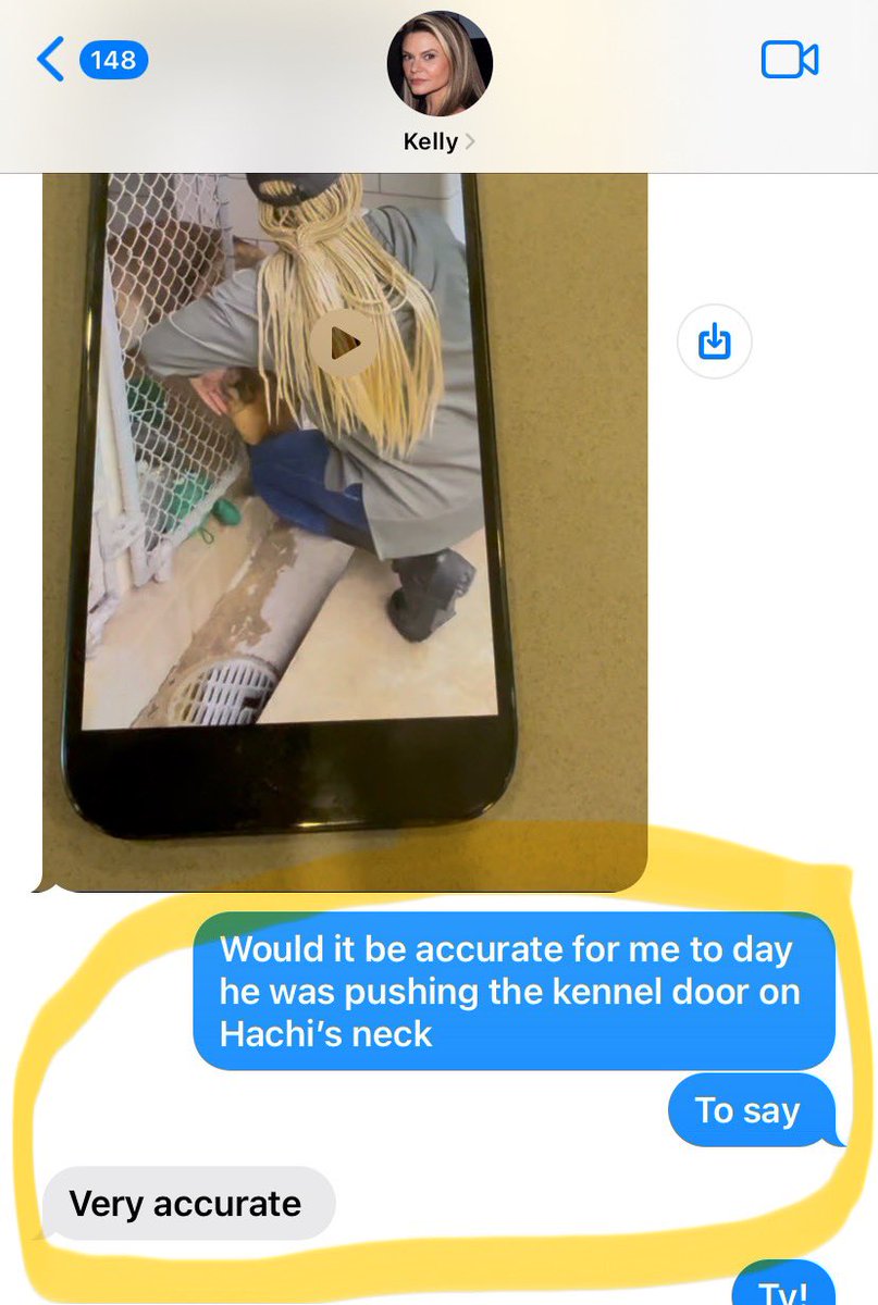 LoneStarChica's tweet photo. @RosenbergTXGov employees were making threats to LaDonna, suggesting they would immediately apprehend Hachi again if he became “aggressive,” while video shows a shelter employee provoking Hachi by repeatedly pushing the kennel door against his neck. https://t.co/D3nKkuNRHA