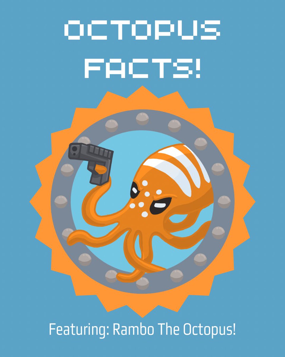 DustbathStudios's tweet photo. Learn about octopi with Rambo! Wishlist GLOCKTOPUS on steam! 

#octopi #marinebiology #funfacts #newgame #steamgame #indiegame #indiegamedev #gamedev #indiedev #games #freegame https://t.co/9CdxHckkmh