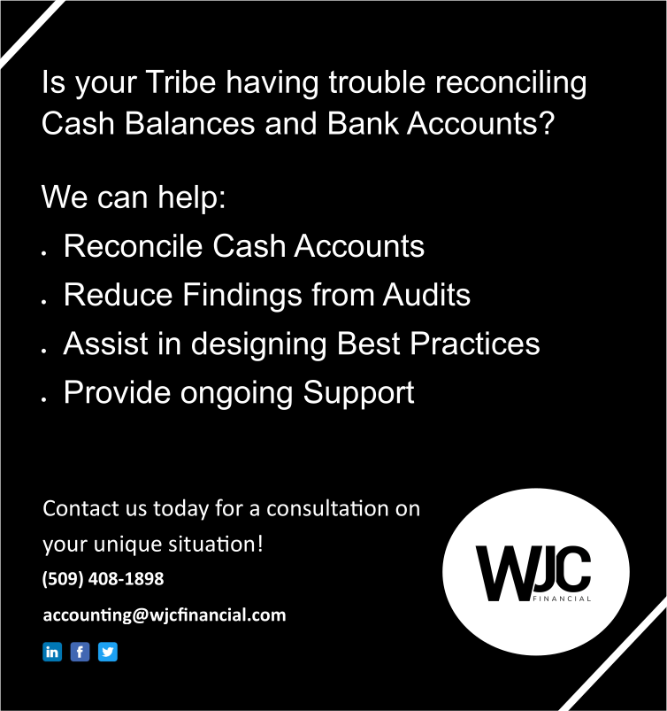 WJC_Financial's tweet photo. Having your Tribe's cash reconciled is essential for a successful audit, are you prepared?

#audit #cashrecon #helpingtribesthrive https://t.co/fZwYxZNkEF