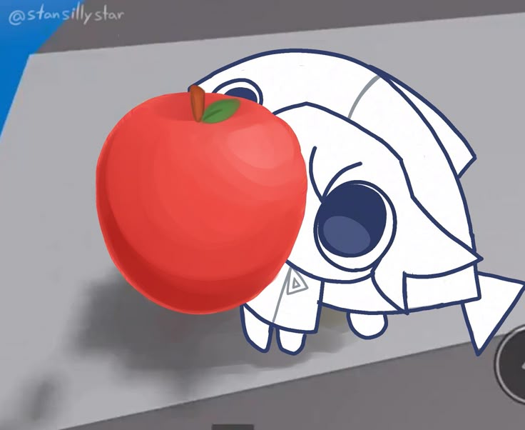 FishNchips42's tweet photo. [ He stares at the apple. . .intesnsly. ] https://t.co/acqnlasRvM