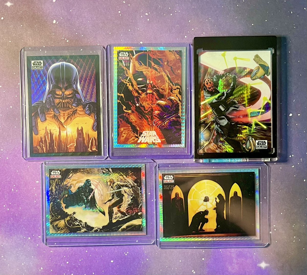 JBMStarWars's tweet photo. It’s been awhile! Here is some inventory 
Vader pic are all refractors 
2025 galaxy are /75 and /77
Old galaxy are all /75
If interested in any let me know! https://t.co/3KcYLgvESZ