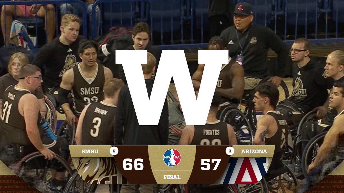 SMSUMustangs's tweet image. UPSET IN THE DESERT! No. 6 seed SMSU defeats the No. 3 seed and defending national champions, the University of Arizona, 66-57 on Thursday. Second straight year a Final Four appearance. SMSU will face Auburn at 5 p.m. CDT on Friday. 

#LetsRide