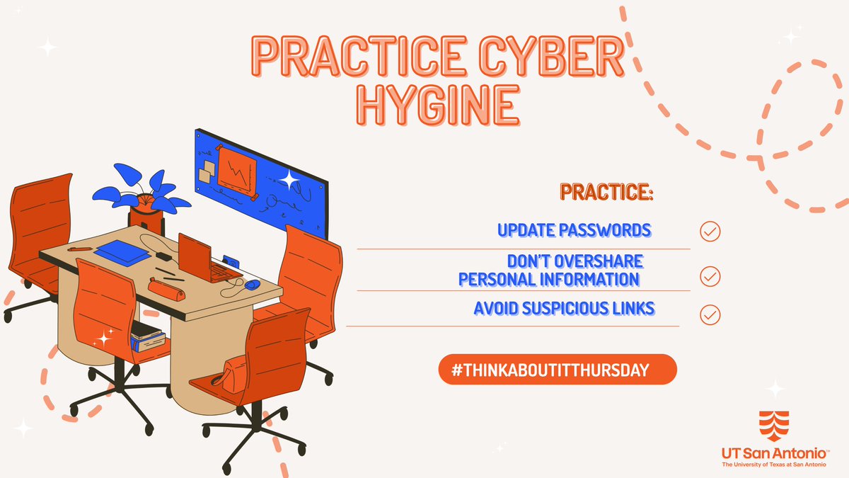 UTS_UTSA's tweet image. Hey ’Runners! Campus life is busy enough! Getting hacked shouldn’t be on the list. Update passwords, think before sharing personal info, &amp;amp; avoid suspicious links. Protect your data now so that the future you doesn't have to deal with a tech nightmare. #TechSolutions #TechCafé