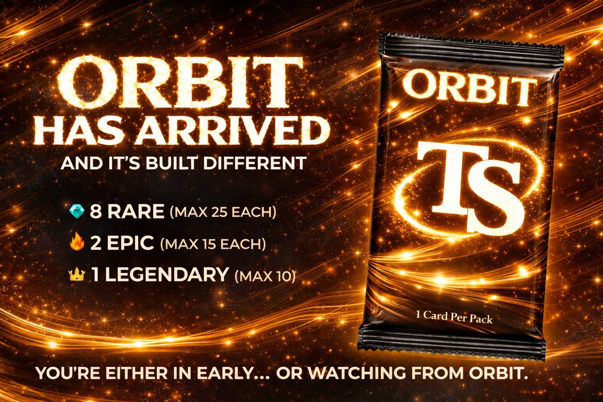 Tradestables's tweet photo. 🚨ORBIT DROP IS LIVE🚨
The cosmos just opened @Tradestables collectors
11 cards:
💠 8 RARE (25)
🔥 2 EPIC (15)
👑 1 LEGENDARY (10)
Limited supply. Real scarcity.
When they’re gone…they’re gone.
Will you pull the Legendary?👇Don’t wait
https://t.co/2PgCdwFi98
#TradingCards https://t.co/vLJJnuEoV6