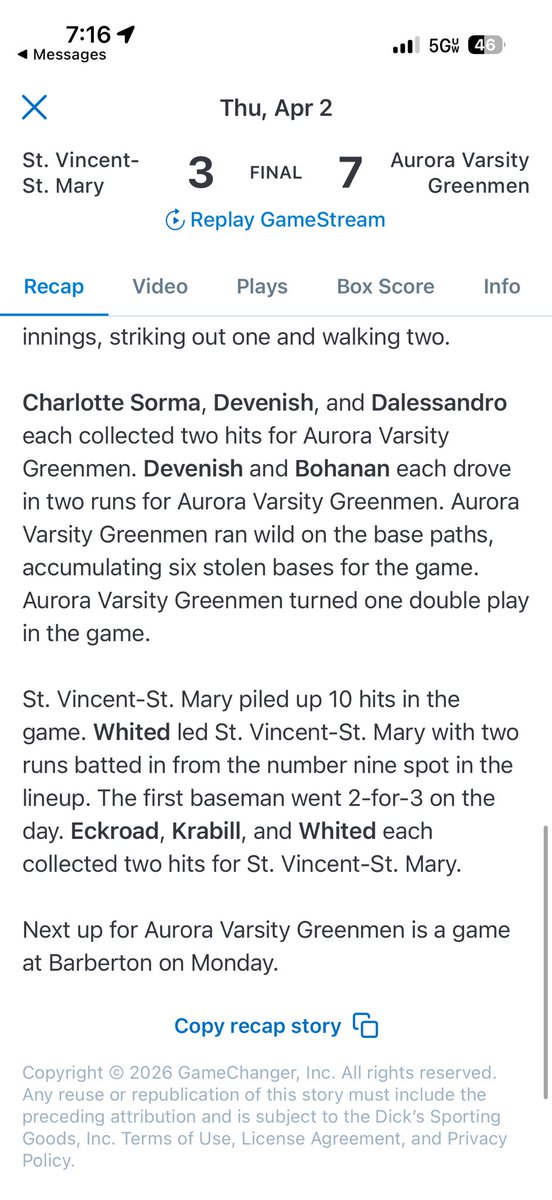 Aurora Softball tweet media