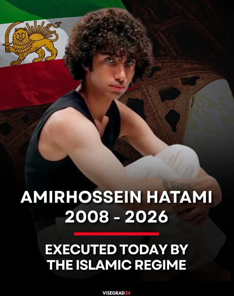 18-year-old Amirhossein Hatami was executed today by Iran’s regime after being arrested during the January protests.He was accused of “enmity against God”in a trial widely condemned as unfair, with confessions reportedly taken under torture.
Rest in peace🖤😭
#DigitalBlackOutIran