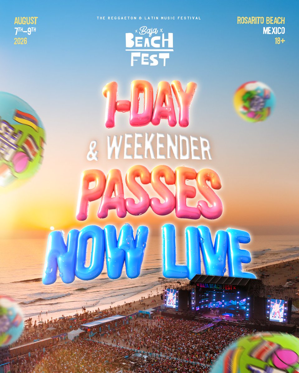 BajaBeachFest's tweet photo. 1-Day &amp; Weekender Passes NOW LIVE 🌊

La playita te cambia el verano, la mente y llena el corazón 🌴

Lock in early to get in for less. Limited inventory per day.

Secure your spot for $20 down at https://t.co/qyG1G12JQF 🌊 https://t.co/o82JCBICiG