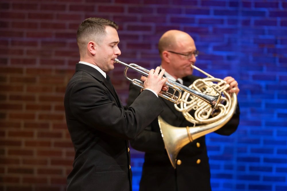 usnavyband's tweet image. On March 26, 2026, the U.S. Navy Brass Quintet played a feature performance at the American Trombone Workshop.                                                       
#usnavy #concert #brass #chamber