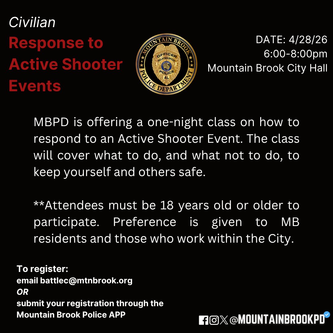 Mountain Brook Police Dept tweet media