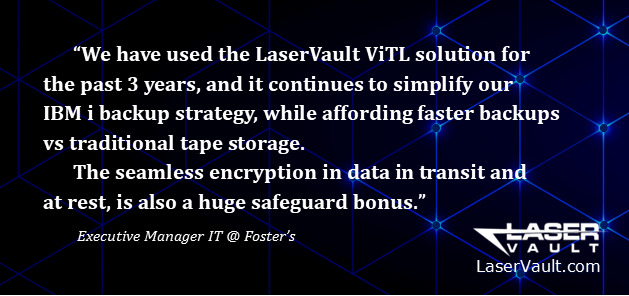 LVBackup's tweet photo. “...the LaserVault ViTL solution...continues to simplify our IBM i backup strategy, while affording faster backups vs traditional tape storage…” Read more: https://t.co/CMs69u8esh #IBMi #VTL #backupandrecovery #LaserVault https://t.co/ezVnAWGUHt