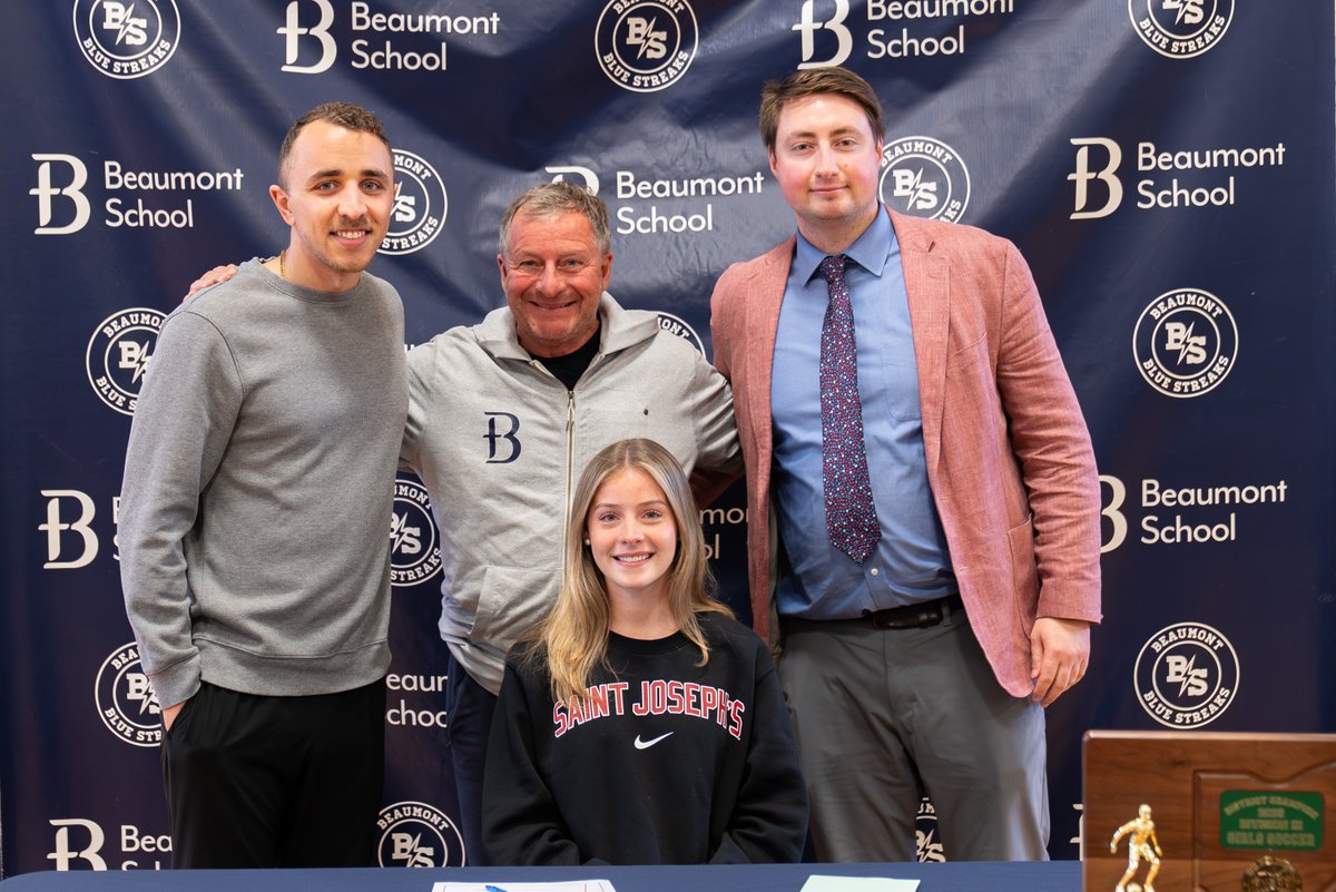 BeaumontSchool1's tweet photo. Taryn officially signed to continue her academic and athletic career playing Division I soccer at Saint Joseph's University.

We are so proud of her hard work, dedication, and commitment that brought her to this moment. Beaumont can’t wait to cheer her on at the next level! https://t.co/CS5wr0lPf5