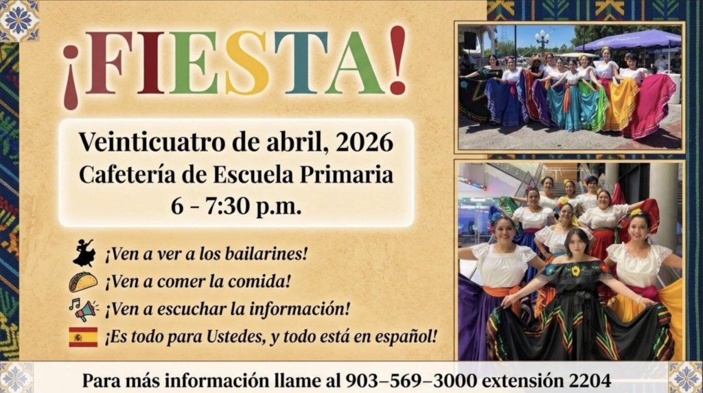 MineolaISD's tweet photo. FIESTA!

Veinticuatro de abril, 2026

Cafeteria de Escuela Primaria https://t.co/l5G4OZOWZN