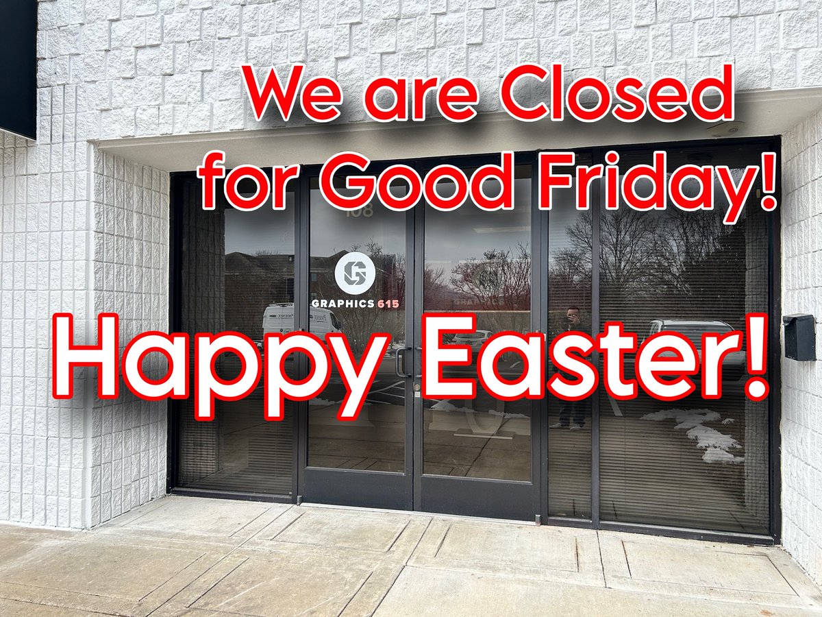 graphics615's tweet photo. Graphics615 will be closed on Good Friday, April 3rd. Have a great weekend and a Happy Easter!🐰🥕

#graphics615 #Easter #GoodFriday https://t.co/doM9WHlJE3