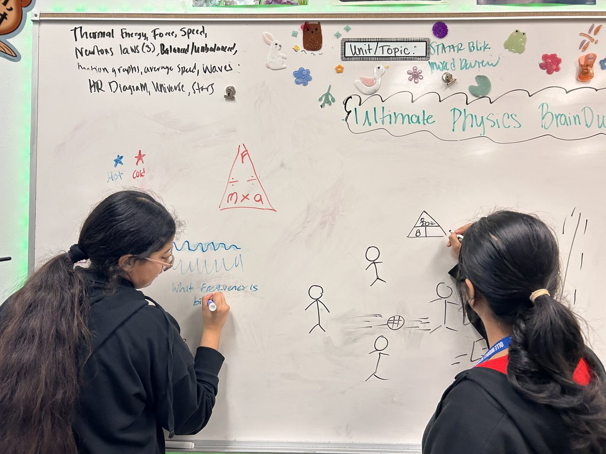 alyssa_browning's tweet image. Students drew, wrote and labeled everything they remembered from physics to make the ultimate Physics brain dump before we had off on our four day weekend! 🧠💡 #braindump