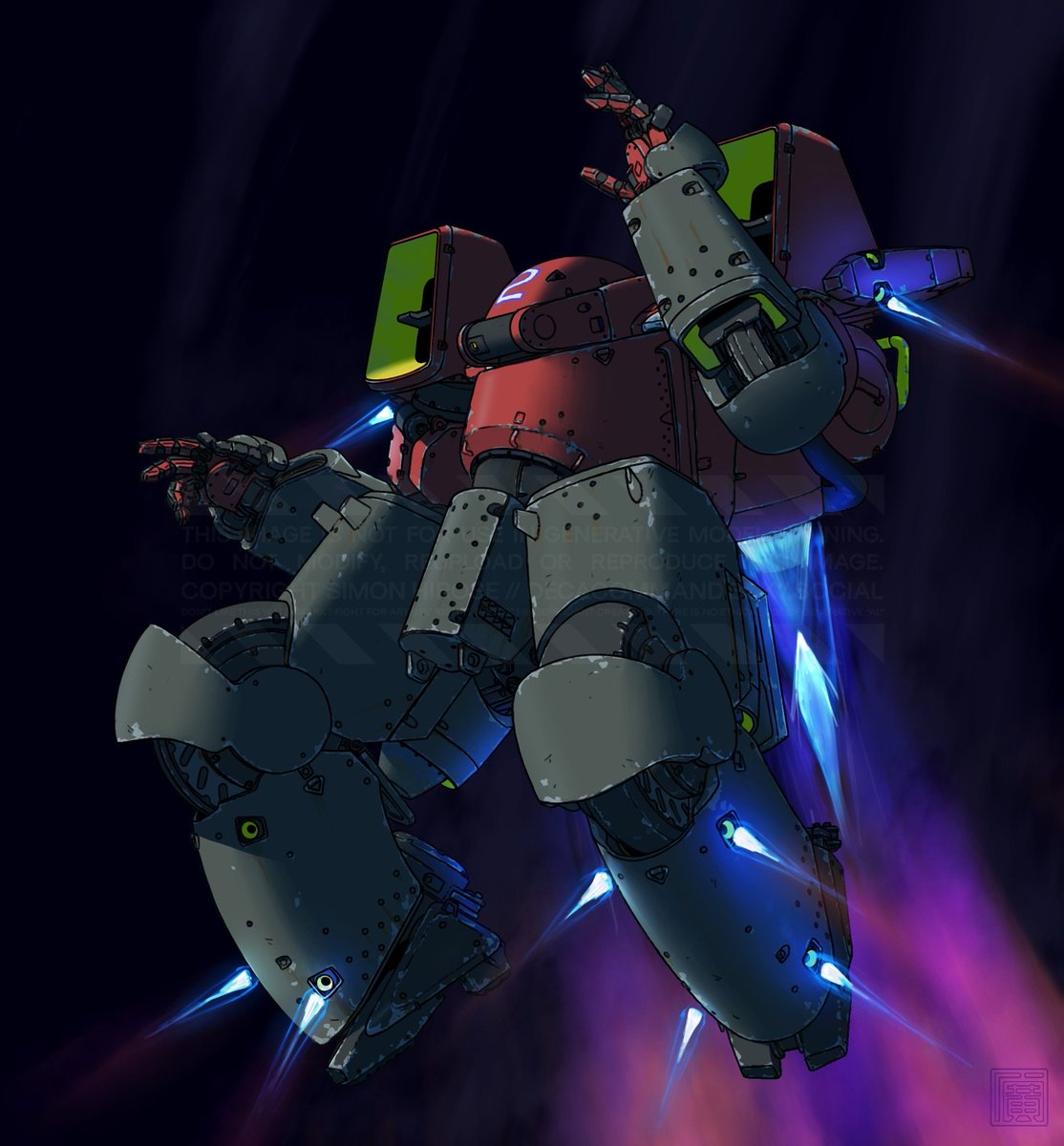 Decelerate!
In antireal space, the shockflight apparatus may not reliably provide lift. Sometimes the only things that work are conventional chemical rockets.

Backlog artwork // INTERDICTOR