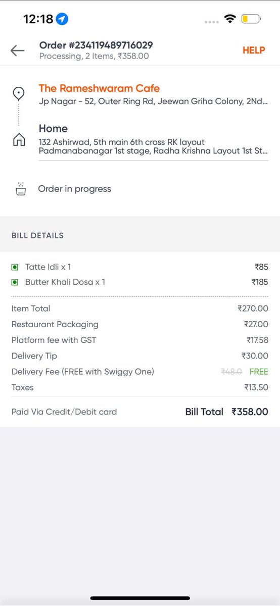 dillogicalindia's tweet photo. @Swiggy @SwiggyCares @RameshwaramCafe
Highly unpleasant experience ordering from The Raameshwaram Cafe JP nagar.
Order is showing order  will be picked up from past 1 hour 30 minutes.
No possibility of cancellation, no possibility speaking to customer care. https://t.co/4xLBHwUjJJ