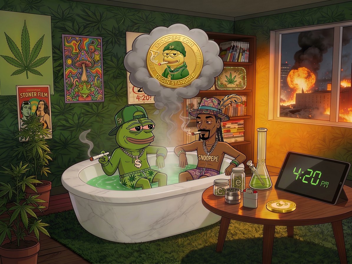 snoopepesolana's tweet photo. chilling stoned while being bombed with @SnoopDogg #snoopepe #solana #ww3 https://t.co/Y5KSmc0wkJ