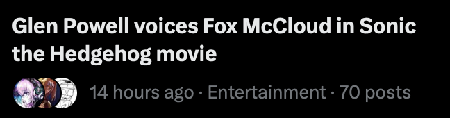 Glen Powell voices Fox McCloud in the what