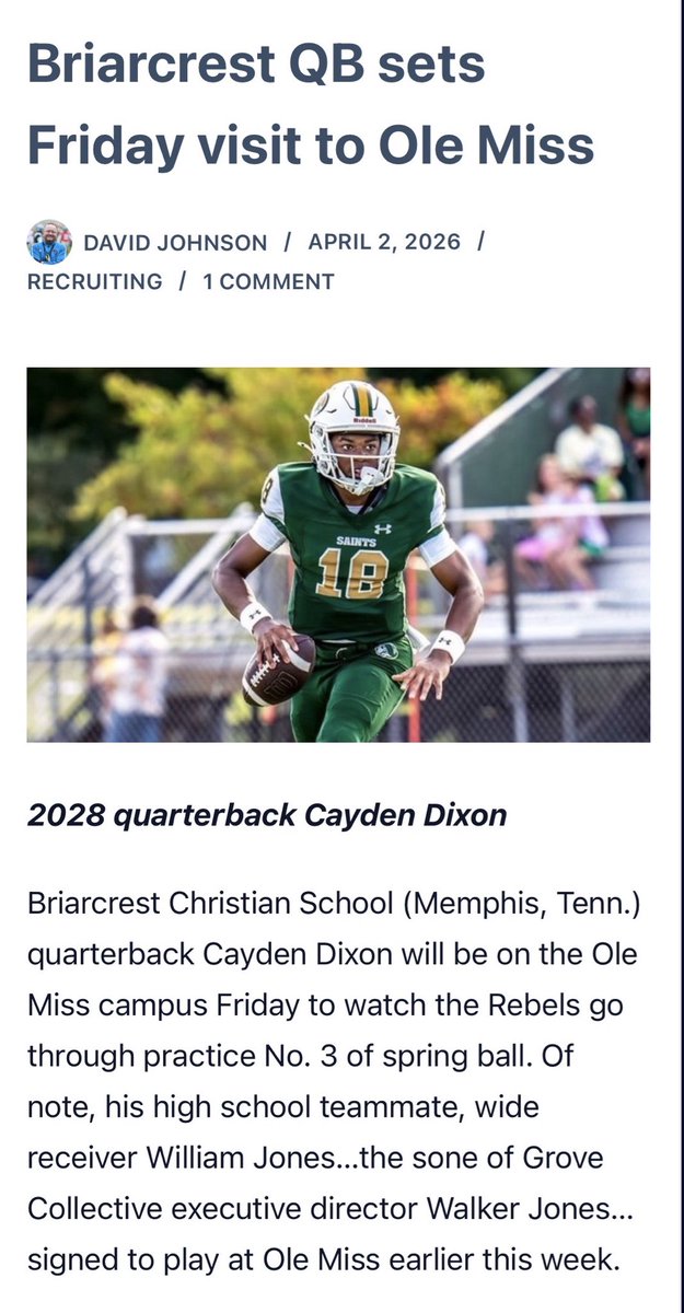 CaydenDixon8's tweet image. Appreciate the look! @OleMiss365 @OleMissFB @Football_BCS #ComeToTheSip #HottyToddy #TheGrove #OleMissFootball