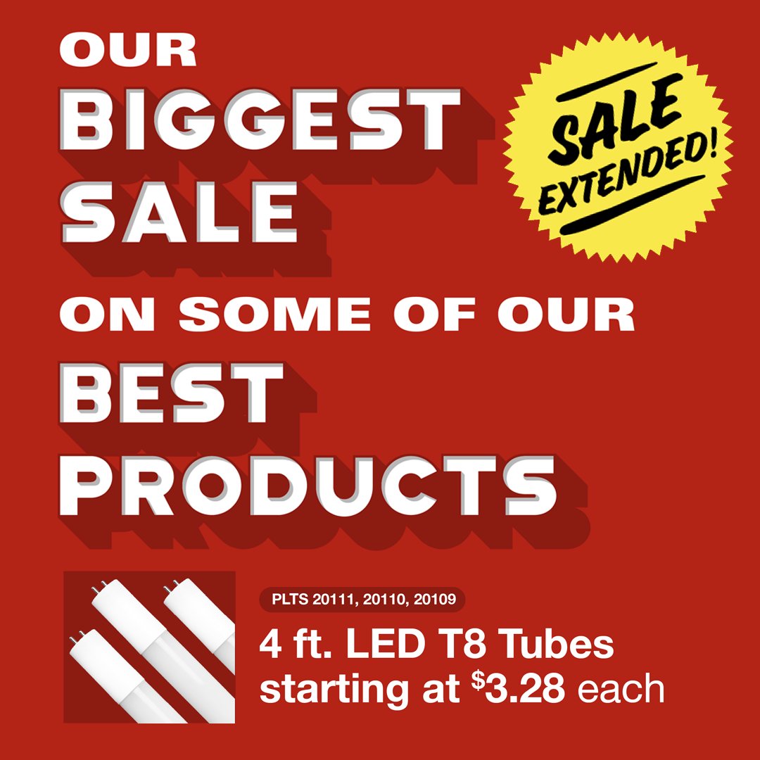 1000Bulbs's tweet image. Our special offer on the 3 most popular 4 ft. LED T8 tubes has been extended! 💡 Don’t miss unbeatable prices on these top-rated LED tubes. Shop now: bit.ly/3Nj6rzO

 #LEDTubes #LightingSale #EnergyEfficient #T8LED