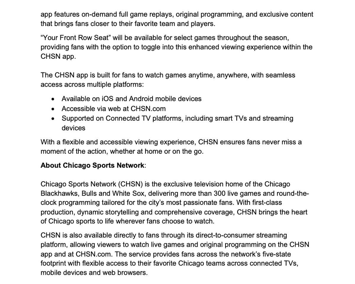 CHSN_Media's tweet photo. CHSN today announced the launch of “Your Front Row Seat,” an immersive new feature within the CHSN app that gives fans a unique perspective from directly behind home plate at Rate Field, available exclusively for Chicago White Sox home games. https://t.co/W9Vl0wB2Cl