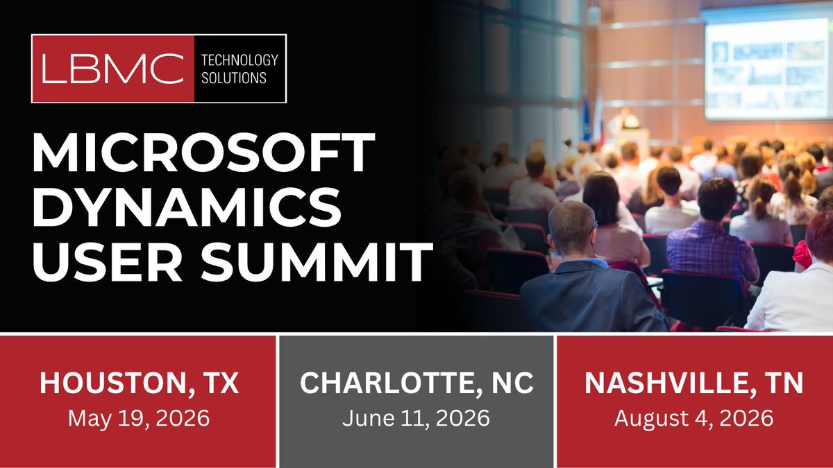 lbmctech's tweet photo. Dynamics GP &amp; Business Central users, this one’s for you!

LBMC Technology Solutions is bringing the Microsoft Dynamics User Summit to multiple cities. Join us for a full day of learning, networking, and practical ERP insights.

🎟️ Registration required:
https://t.co/B0aN1DnR9d https://t.co/62tdyH5Yxy