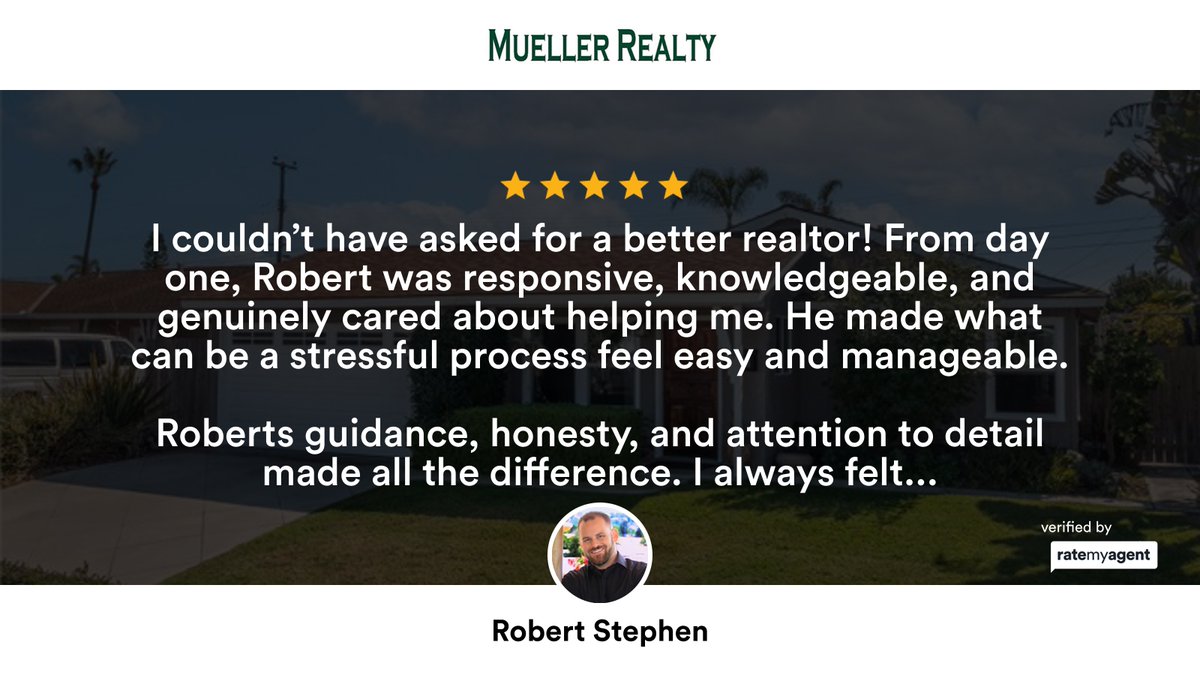 bobsbigday's tweet photo. My latest RateMyAgent review in Huntington Beach.

https://t.co/LhDZhrsA2z

...
#ratemyagent #realestate #Mueller_Realty https://t.co/oOFBqQ74cO