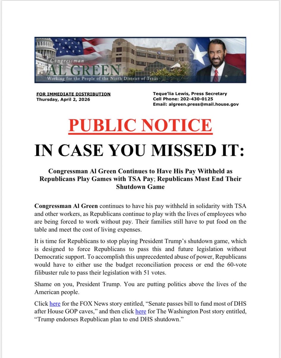 U.S. Representative Al Green tweet media