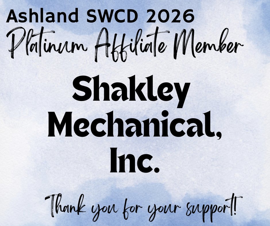 AshlandSWCD's tweet image. We are thrilled to announce that Shakley Mechanical Inc is joining us as a platinum affiliate member for 2026! 🎉 Thank you for your support and commitment to our organization. #Grateful #PartnershipGoals #PlatinumMember