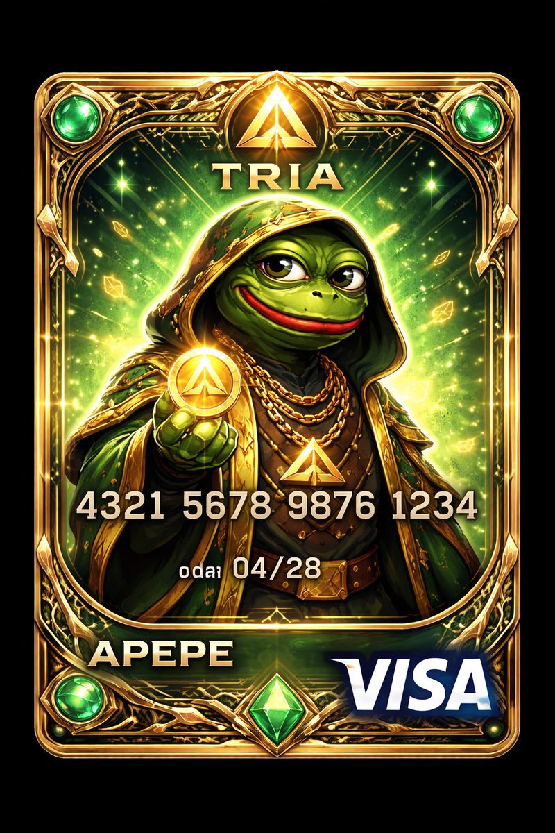 My take on the APEPE x TRIA card design 🎨
Where meme culture meets real utility 💳🐸
Built to stand out — built to win 🏆
#APEPE_TRIA_CONTEST 
<a href="/useTria/">Tria</a> <a href="/APEPE_MEME/">APEPE</a>