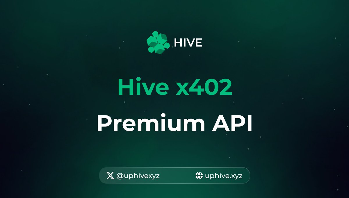🚨 Amazing News

Hive x402 Premium API is live!

Simply Hold $HIVE and unlock exciting opportunities.

Here’s why we’re excited about this:

🧵↓