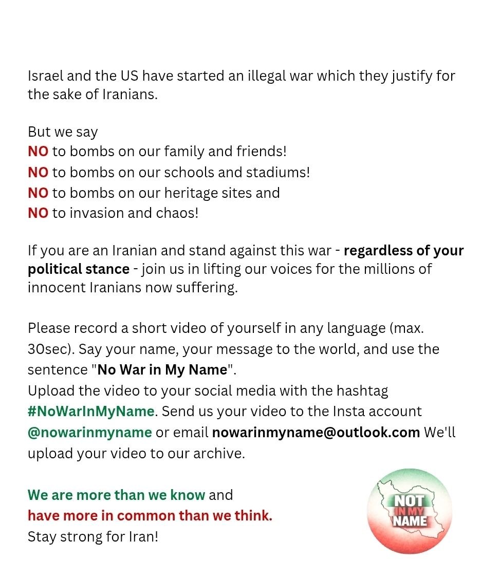 No war in my name tweet media