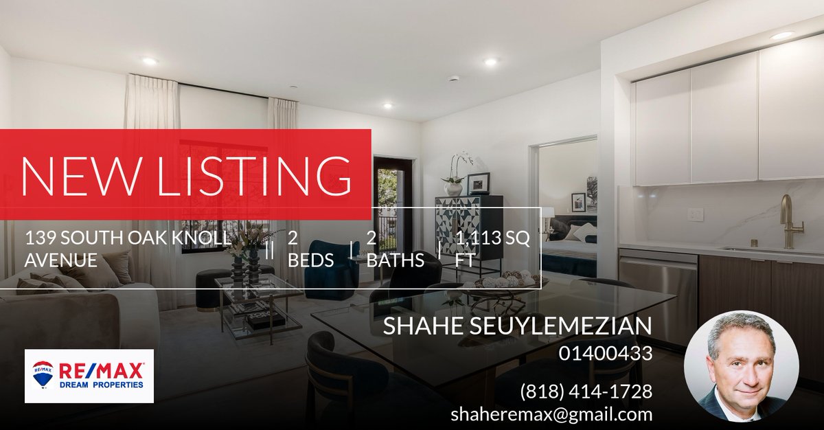 shaherealtor's tweet photo. 📍 New Listing 📍 Take a look at this fantastic new property that just hit the market located at 139 South Oak Knoll Avenue 302 in Pasadena. Reach out here or at (818) 414-1728 for more information

Shahe Seuylemezian
Broker 
BRE# ... https://t.co/Ofe0Gj6v7k https://t.co/QMx5fJTmLn