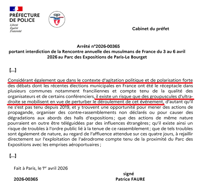 CharliesIngalls's tweet photo. 🚨 Dinguerie : selon la préfecture de police, les nazis pourraient manifester pour perturber la Rencontre annuelle des Musulmans de France prévue ce weekend au Bourget et donc pour protéger ces Musulmans, la préfecture a décidé d'interdire l'évènement et donc de donner raison aux nazis !
E-xcep-tio-nnel !
Depuis plusieurs semaines est programmée la Rencontre annuelle des Musulmans de France #RMAF. Elle doit avoir lieu à partir de demain au #Bourget : des participants viennent de toute la France, d'Europe et d'ailleurs. Des réservations d'emplacement de stands, déjà montés sur place, des réservations d'hôtels, des gens déjà présents à Paris.
Mais la @prefpolice a décidé de l'interdire seulement hier... Et vous savez quelles sont les raisons invoquées :
➡️Le contexte international, qui bien sur n'existe que depuis hier comme chacun le sait (lol)
➡️Le contexte d'agitation politique avec les municipales "dans plusieurs communes notamment franciliennes" (Pardon ? Le fait que des maires en Ile-de-France ait été élu démocratiquement est un problème ? )
➡️ Et donc selon la préfecture de police, les nazis pourraient manifester pour perturber cet évènement organisé par des Musulmans et donc pour protéger ces Musulmans, la préfecture a décidé d'interdire l'évènement pour donner raison aux nazis !
Une audience est prévue demain au tribunal administratif.
=====
N'oubliez pas de suivre ce compte @CharliesIngalls pour plus d'informations !