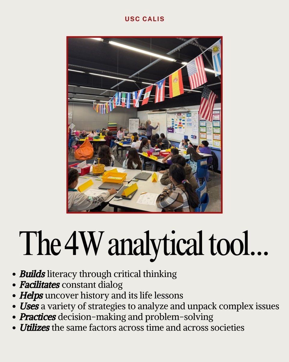 Get to know our FAVORITE analytical tool - the 4W - for students to identify &amp; connect factors across the political, economic, social, and cultural worlds.

Learn more about it through our database: uscdornsife.usc.edu/dept/calis/ind…
