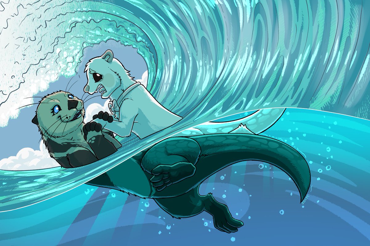 Dibujito de nutrias con mi pareja <a href="/NicoriCheetah/">Nicori</a> 

Alguien tiene que enséñale a tomar esas olas a esa nutria. 🌊🌊🌊🌊🌊🌊