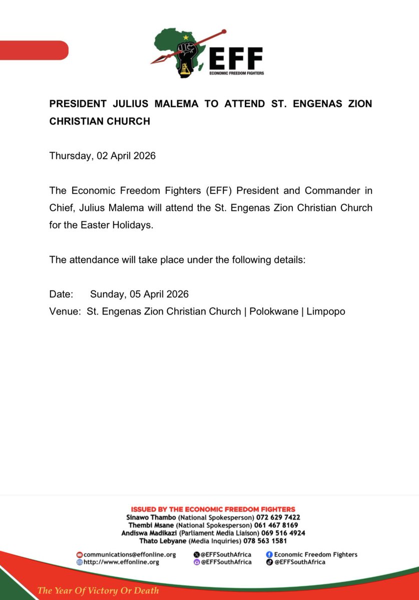 Economic Freedom Fighters tweet media