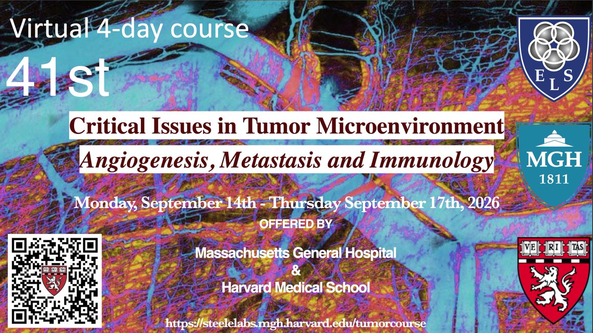 MGHSteeleLabs's tweet photo. SAVE YOUR DATES! Hear from the #experts on "Critical Issues in #TumorMicroenvironment, #Angiogenesis, #Metastasis and #Immunology" From September 14-17, 2026. Please RT to spread the message https://t.co/fhIyBGeNNR https://t.co/il1jAU03oC