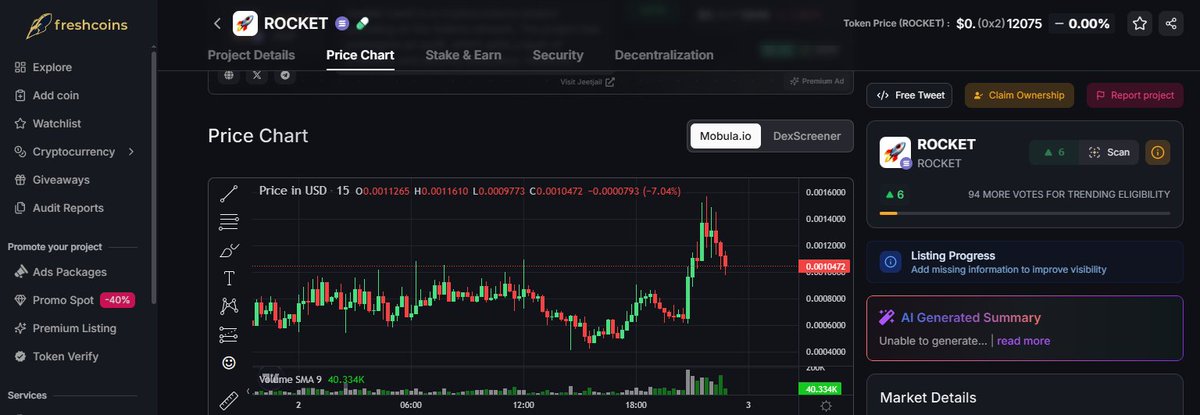 ROCKET_OnSOLANA's tweet photo. $ROCKET is live on @FreshCoinsIo 🚀

https://t.co/9s5HAOvurF https://t.co/QYPjaoFNZw