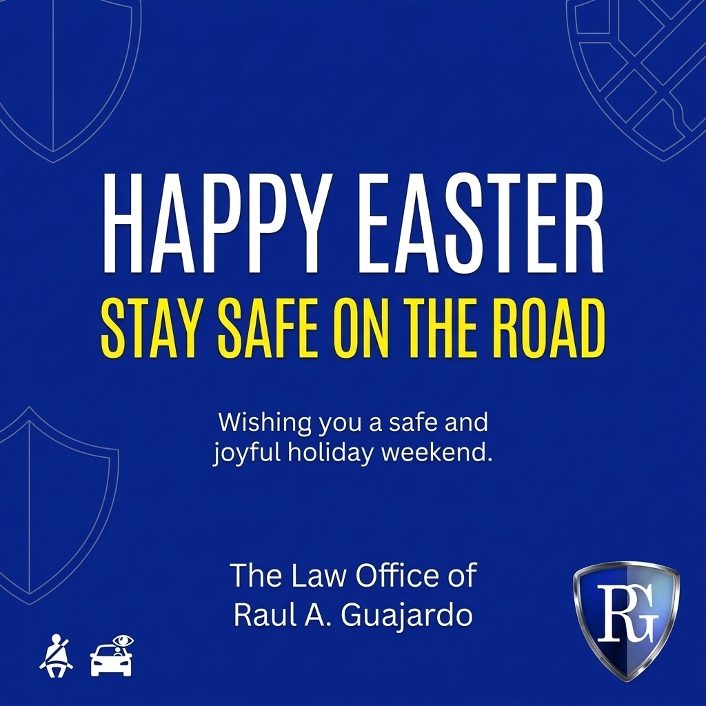 Happy Easter! 🐰 Drive safe. Wreck? We fight. ¡Felices Pascuas! Maneje con cuidado. Peleamos por ti. ⚖️ #caraccident #guajardolaw #personalinjury #abogadodeaccidentes