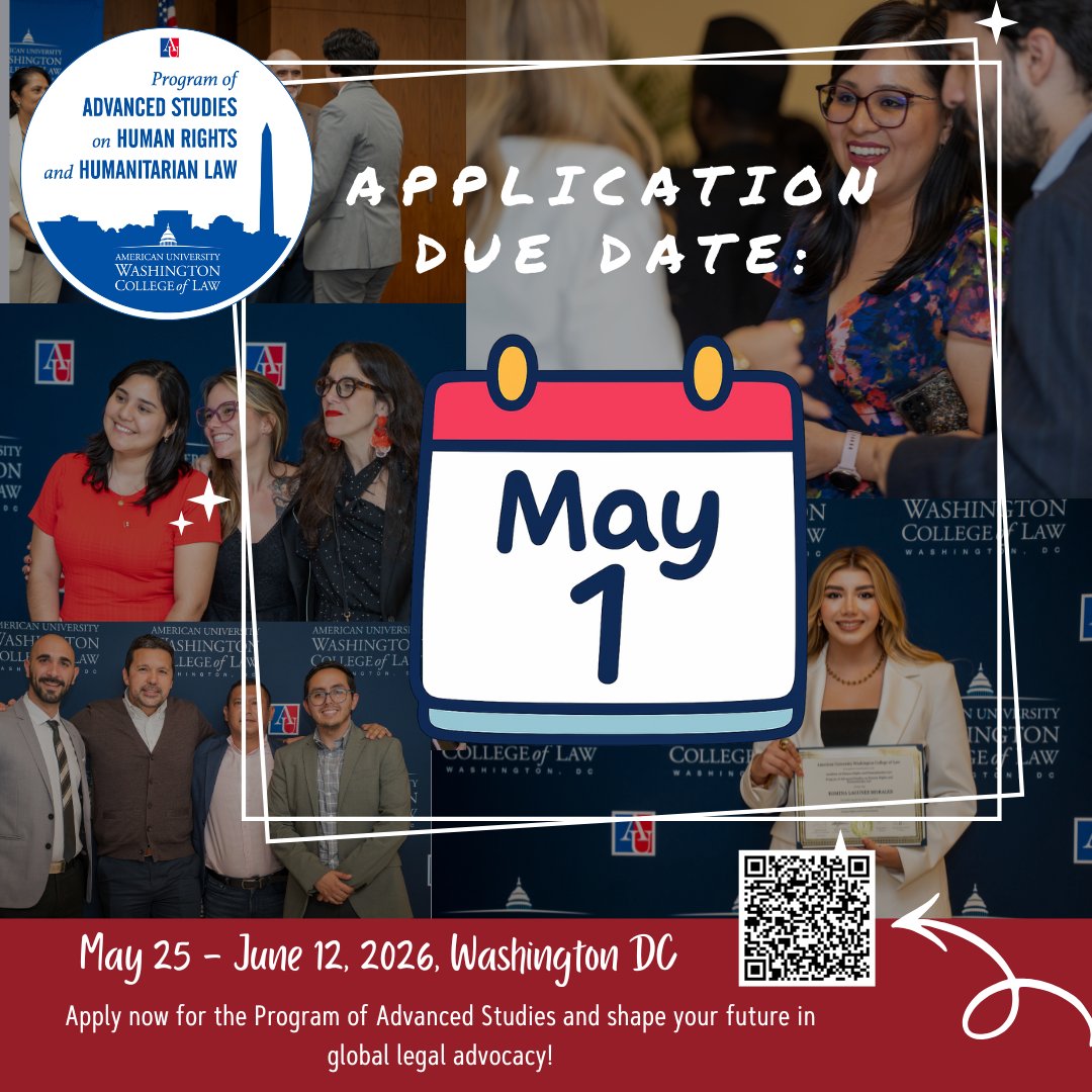📅 Deadline approaching / ¡Se acerca la fecha límite!

Applications for the 2026 Program of Advanced Studies on HR &amp; Humanitarian Law close May 1. 

Las solicitudes para el Programa de Estudios Avanzados 2026 cierran el 1 de mayo. ¡Aplica hoy! /Apply now: bit.ly/4aHVyzu