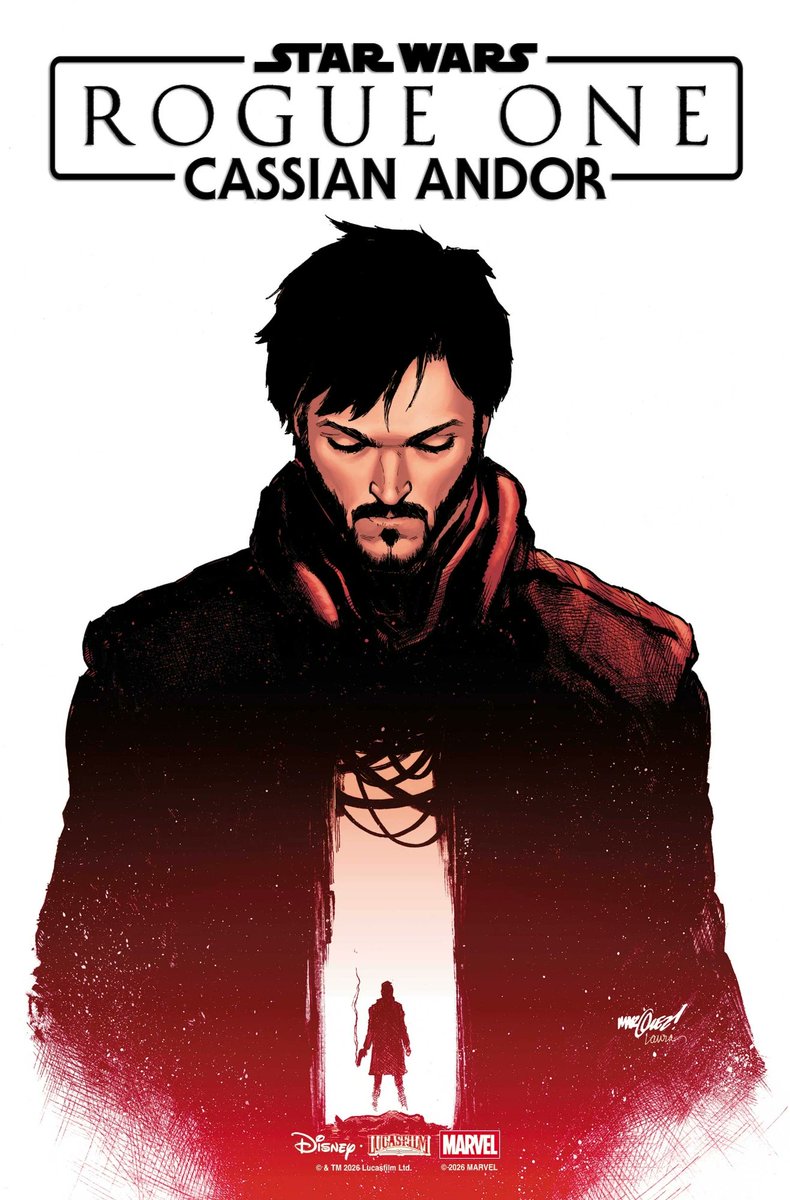 StarWarsNewsNet's tweet image. An unlettered preview of Marvel's upcoming Rogue One: Cassian Andor comic has been released. Cover art by David Marquez. Interiors by Luke Ross.

The one-shot takes place between the end of #Andor and the start of #RogueOne. Releases May 6. 

Via: aiptcomics.com/2026/04/02/rog…

(1/2)