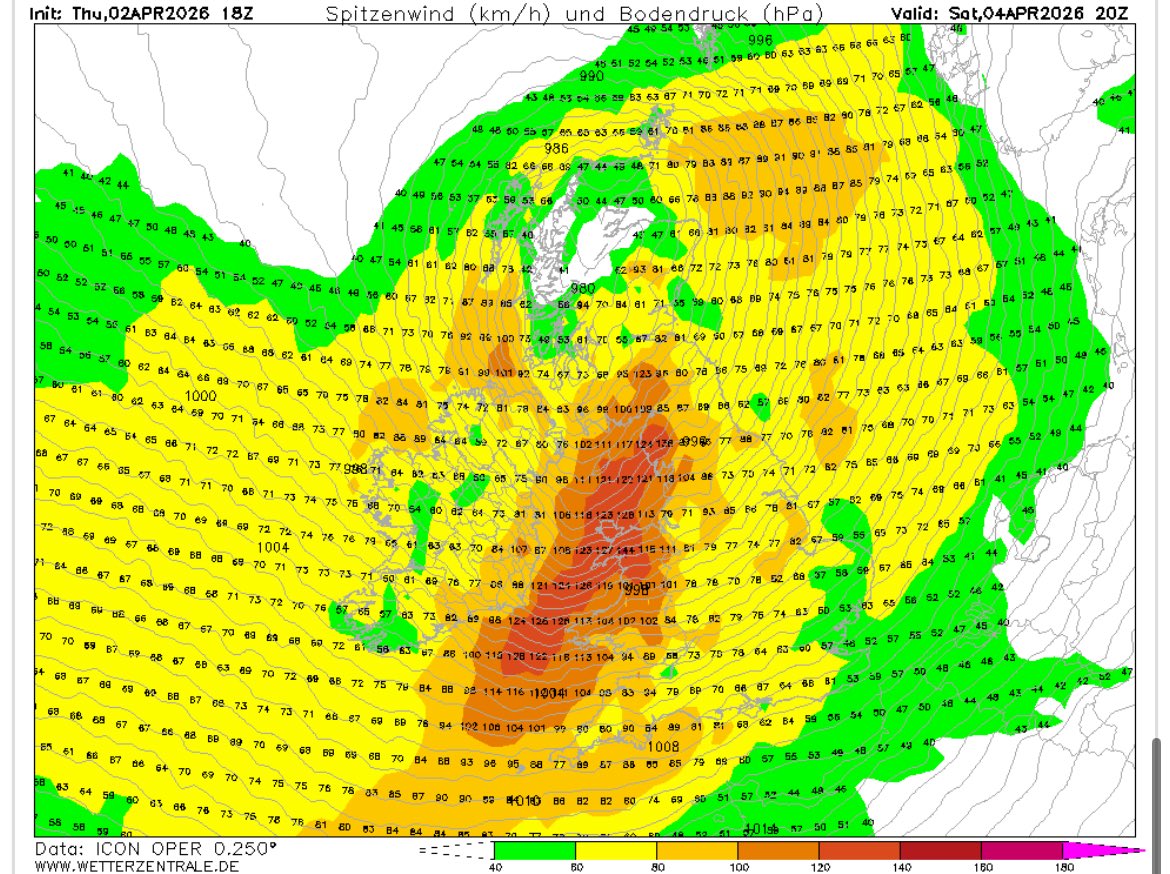 ICON massively upgrades wind gusts for the Welsh coast on Saturday.

I will be on an exposed peninsula in Pembrokeshire on holiday, looking forward to it! 🤣