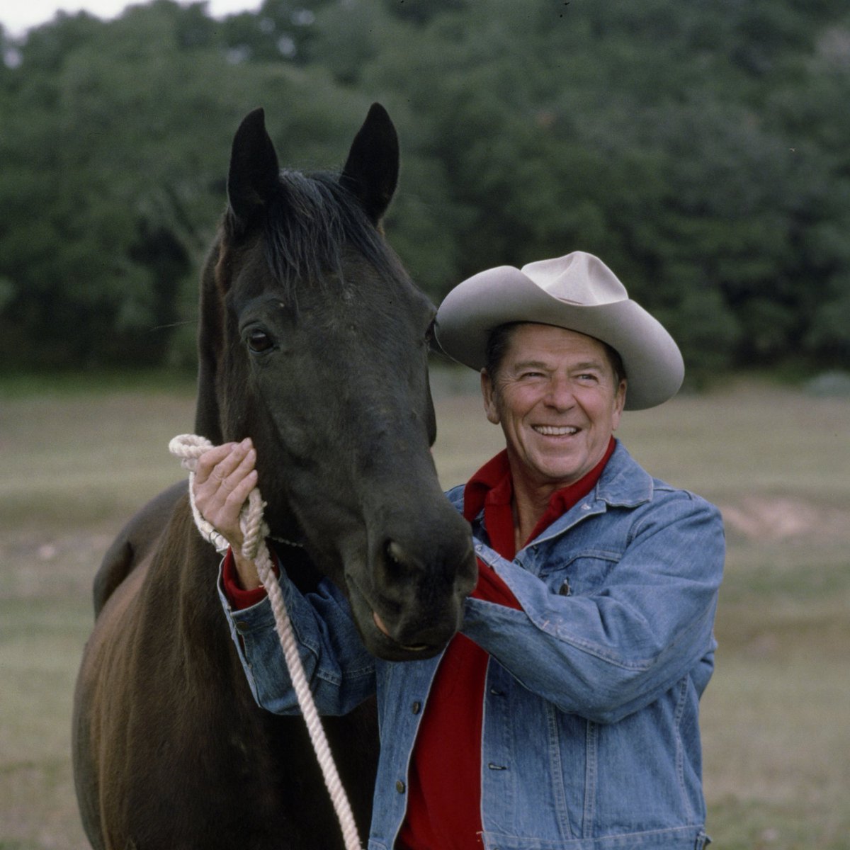 RonaldReagan's tweet photo. "It's easier for me to sort out problems on top of a horse." — Ronald Reagan

President Reagan’s love for the cowboy lifestyle was evident, from his days on horseback at Rancho del Cielo to his portrayal of Western heroes on screen.
Don’t miss the final weeks of Cowboys: History & Hollywood at the Reagan Library: https://t.co/AkMGo6uRK1
