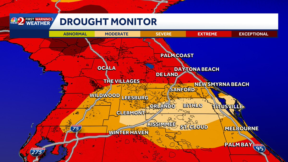 CamTranTV's tweet photo. The newest drought monitor was released today and drought conditions are getting worse. More areas are in the severe to extreme drought compared to last week.
#wesh #weather #drough #monitor https://t.co/hRLsaeHFSM