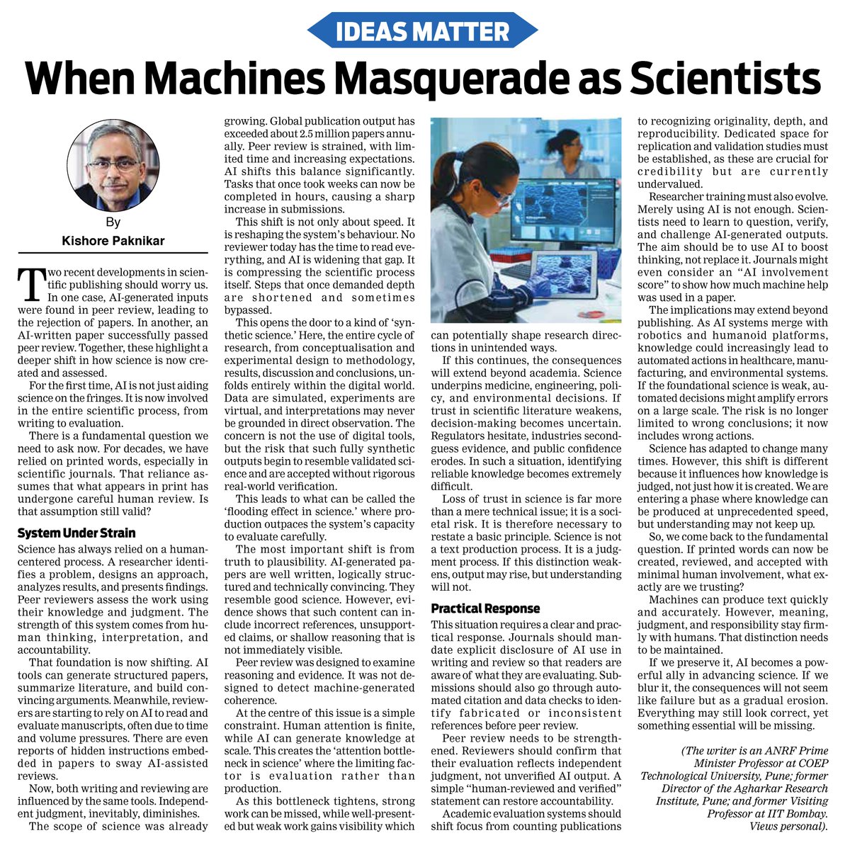 AI is no longer just assisting science. It is writing papers, reviewing them, and influencing what gets accepted.
If machines generate and validate research, what exactly are we trusting?

Read: theperfectvoice.in/post/when-mach…

#AIinScience #PeerReview #ResearchEthics