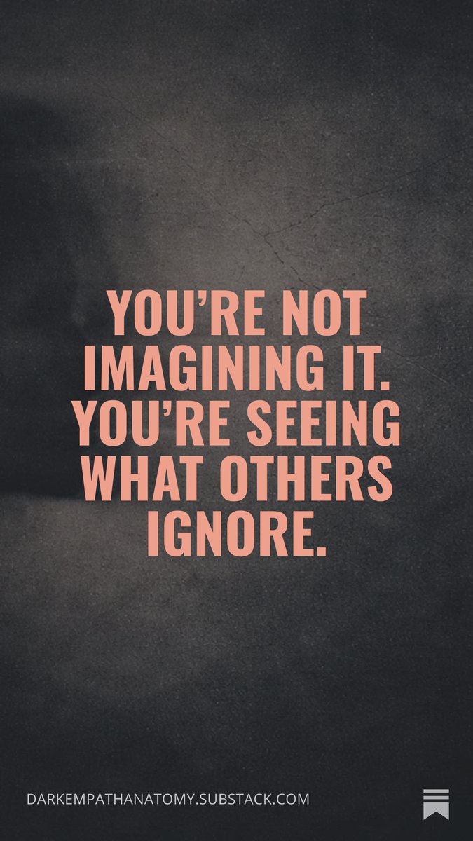 darkempathx's tweet image. You can be confident, capable, and self-aware, and still internally hesitate when your perception activates. You pause, because you’ve been trained to question whether you’re allowed to trust what you’re sensing.

via #MondayBlogs 

read more: darkempathanatomy.substack.com/p/youre-not-im…

#intuitive