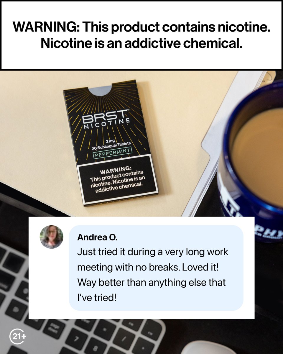 trybrst's tweet photo. BRST is the nicotine delivery built to blend into your routine without missing a beat.

A tiny tablet that melts under your tongue rapidly, leaving nothing behind but the satisfaction you want. No smoke, no mess.

Hear it straight from the people who use BRST every day. https://t.co/4FqD7WC53d