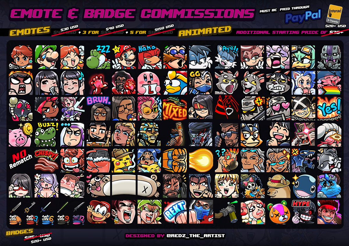 REDZ_the_ARTIST's tweet image. 🌟SPECIAL SALE 🌟

Haven't done this a while, but I am currently offering limited slots for emotes &amp;amp; animated emotes~!

⚠️If interested, please provide a detailed description &amp;amp; references for your request!

#commission #twitchgaming #fgc