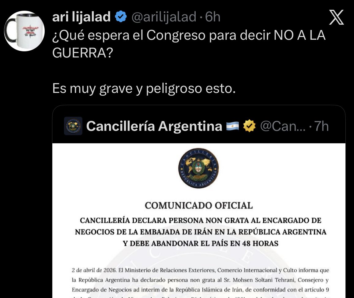 Hay q ser muy hijo de puta y chupapija de asesinos para “condenar” la rajada al encargado de negocios de un gobierno q es asesino de argentinos